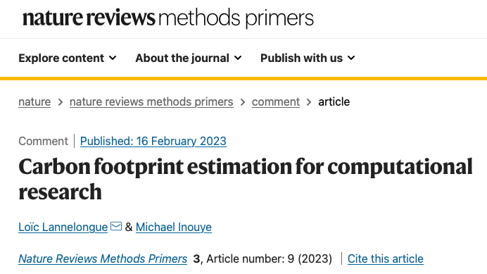 Carbon footprint estimation for computational research
